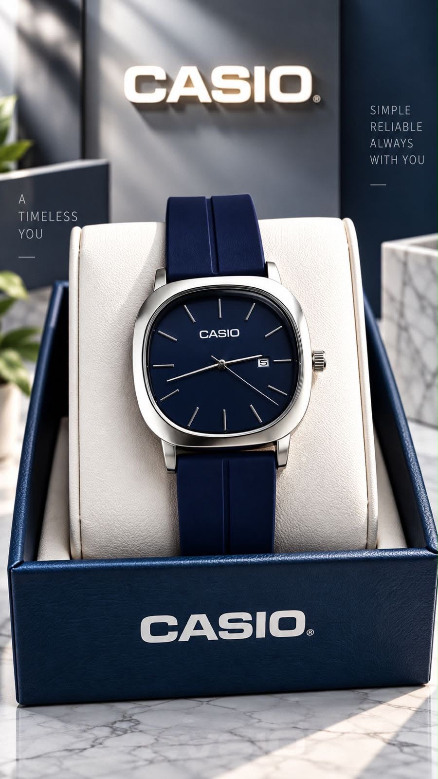 Casio Minimalist Cushion Case Magnetic Strap Watch Collection