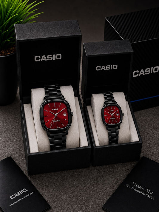Casio Vintage Cushion-Case "Time Together" His & Hers Couple Watch Set
