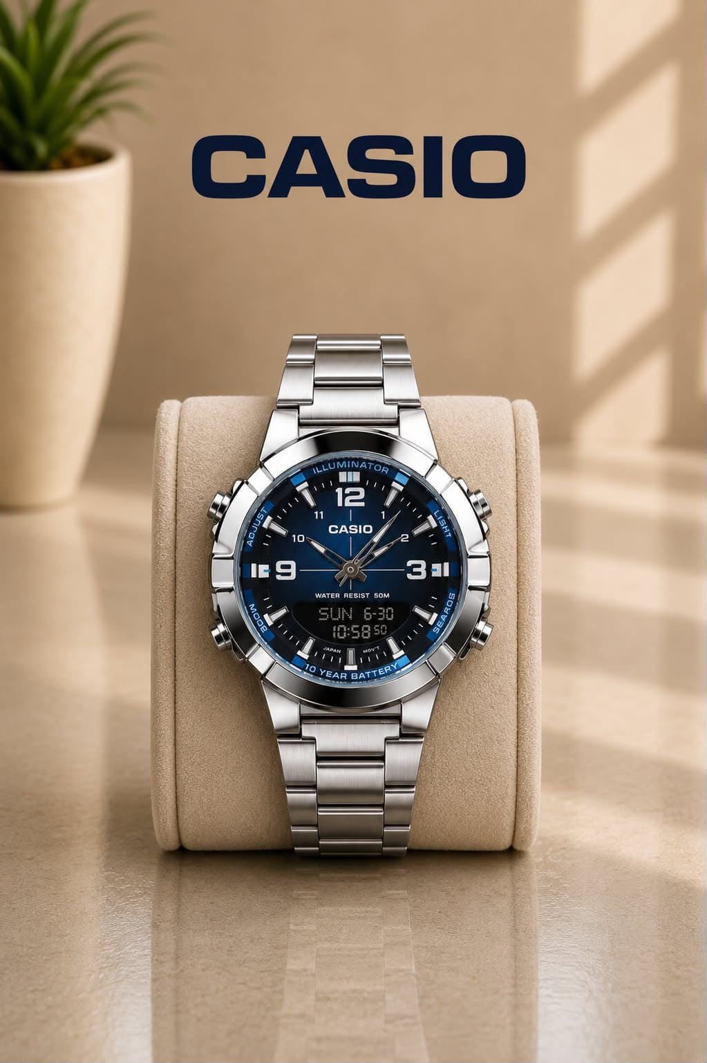 Casio Illuminator 10-Year Battery Stainless Steel Sport Watch Collection