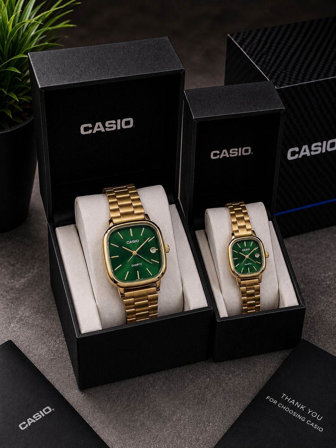 Casio Vintage Cushion-Case "Time Together" His & Hers Couple Watch Set