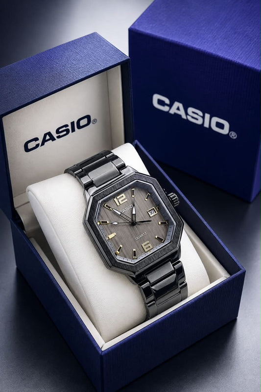Casio Vintage Octagonal Analog Stainless Steel Watch Collection