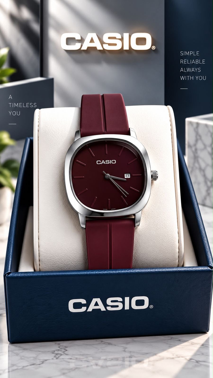 Casio Minimalist Cushion Case Magnetic Strap Watch Collection