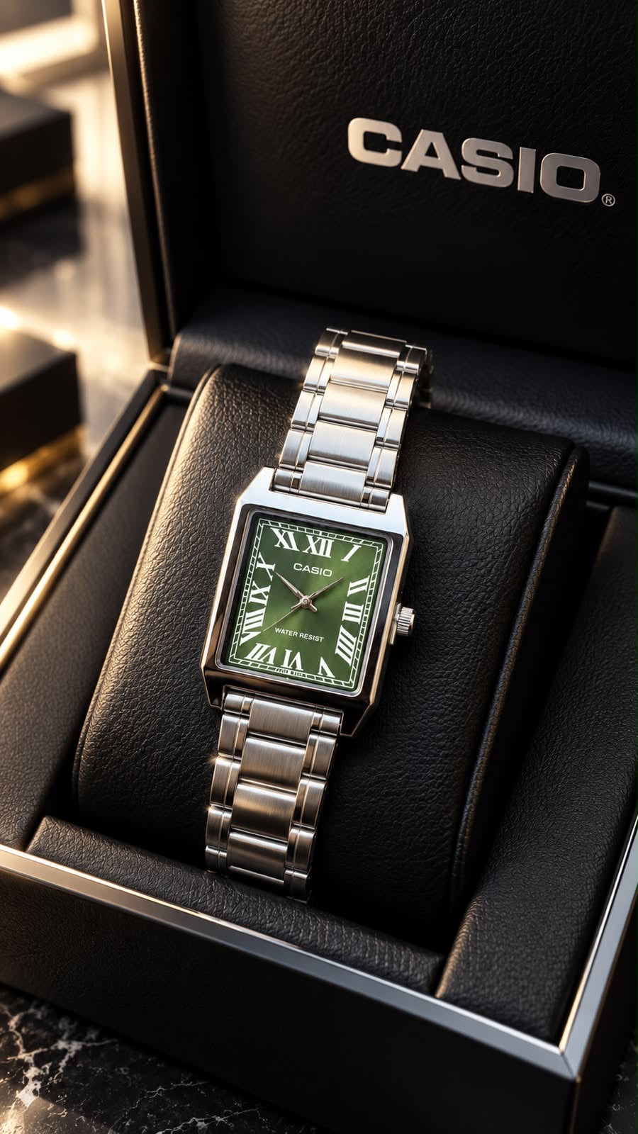 Casio Vintage Rectangular Roman Numeral Stainless Steel Watch Collection