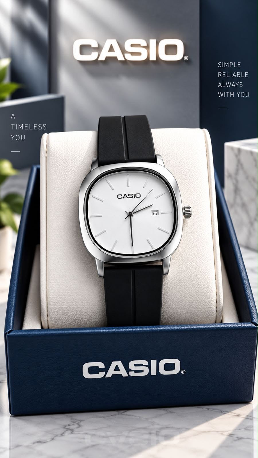 Casio Minimalist Cushion Case Magnetic Strap Watch Collection