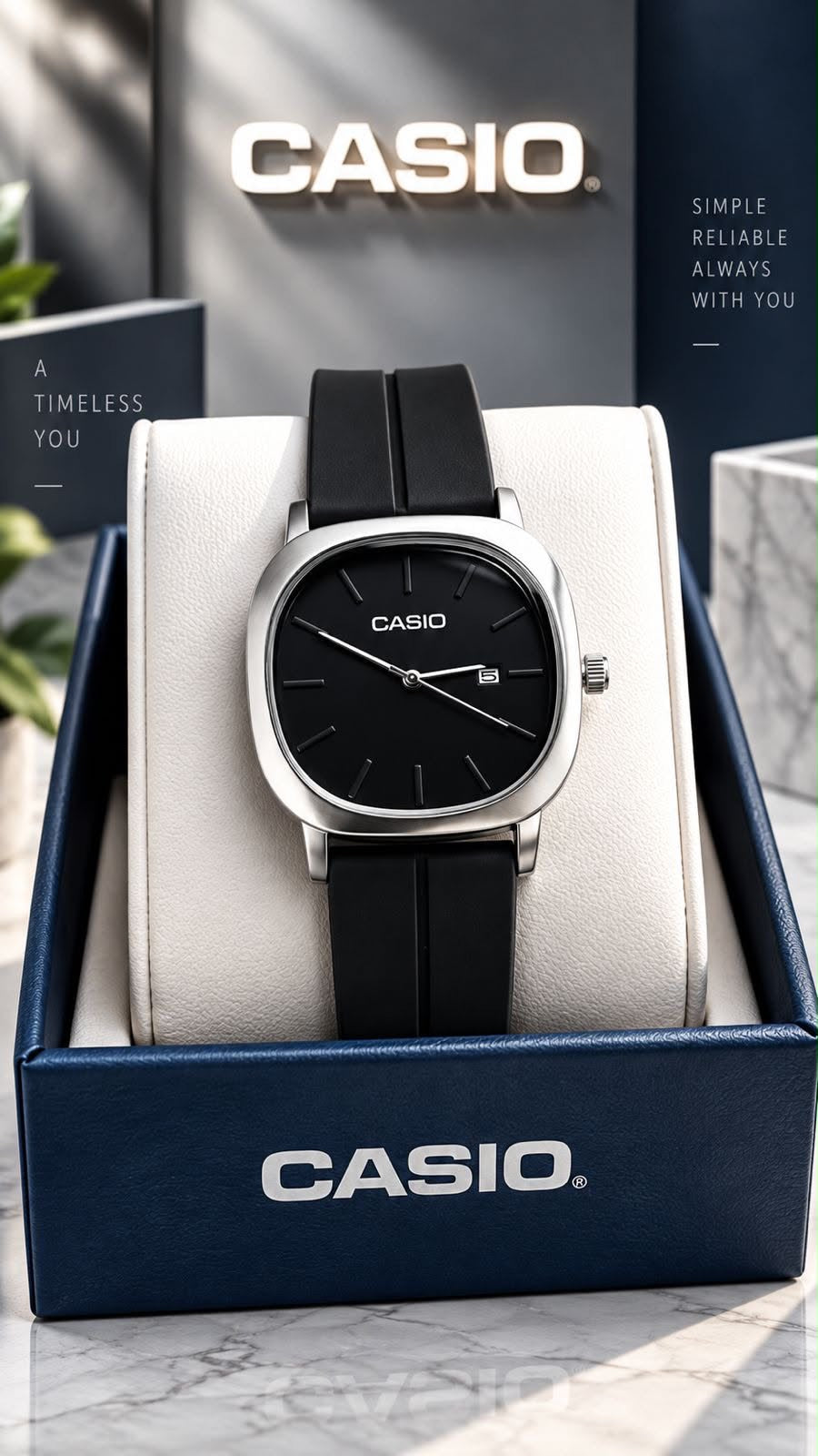Casio Minimalist Cushion Case Magnetic Strap Watch Collection