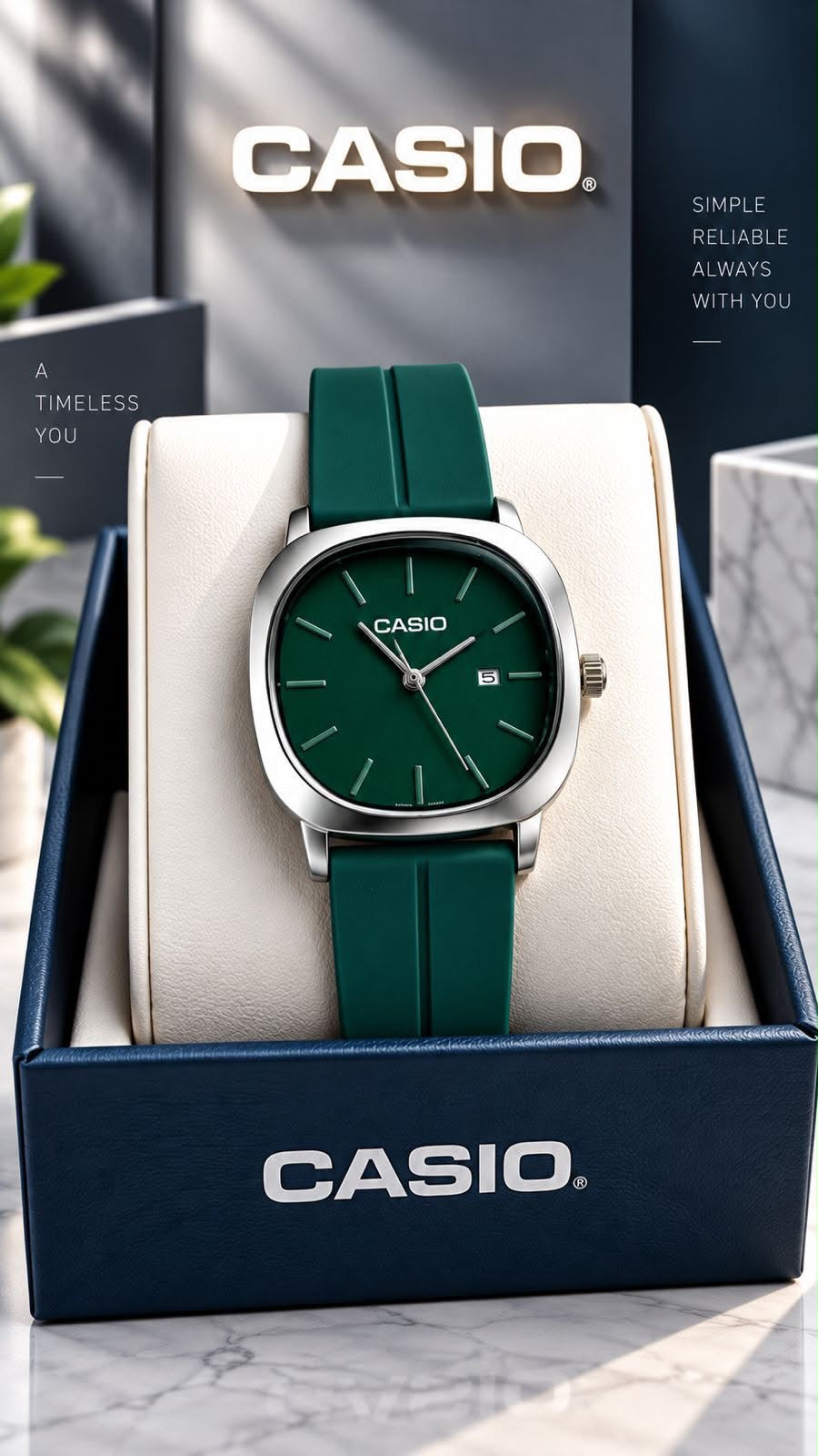 Casio Minimalist Cushion Case Magnetic Strap Watch Collection