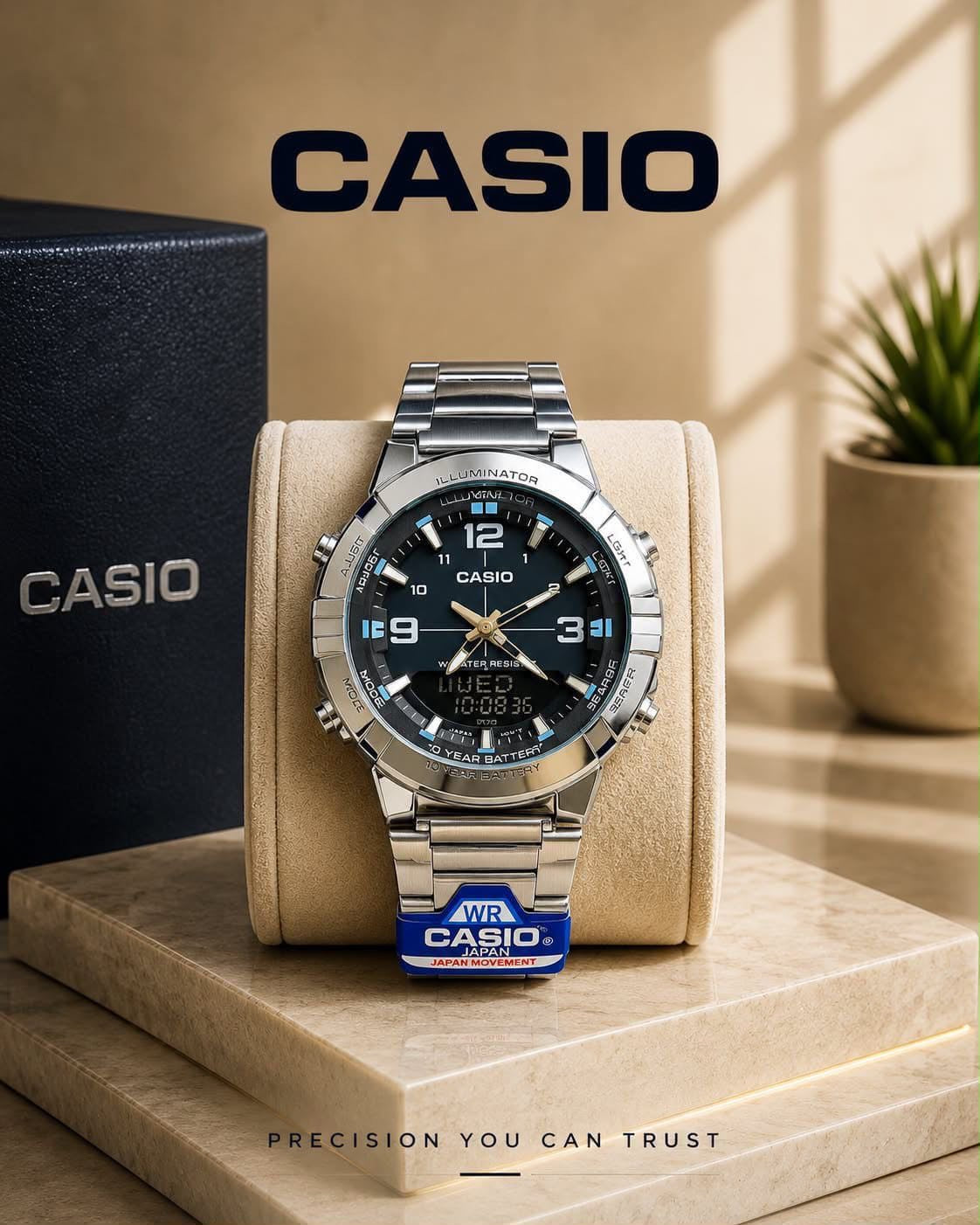 Casio Illuminator 10-Year Battery Stainless Steel Sport Watch Collection